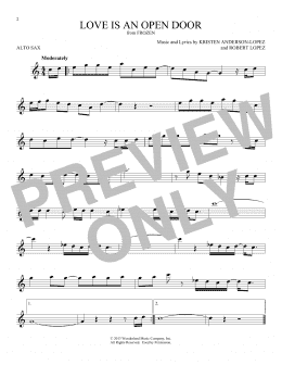 page one of Love Is An Open Door (from Frozen) (Alto Sax Solo)