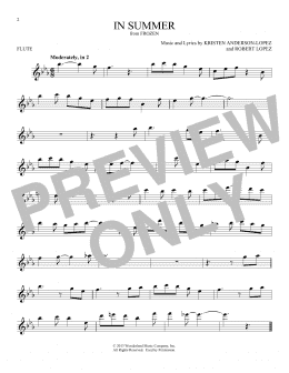 page one of In Summer (from Frozen) (Flute Solo)