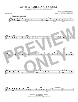 page one of With A Smile And A Song (from Snow White And The Seven Dwarfs) (Tenor Sax Solo)