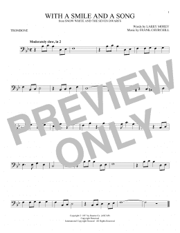 page one of With A Smile And A Song (from Snow White And The Seven Dwarfs) (Trombone Solo)