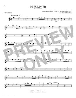 page one of In Summer (from Frozen) (Tenor Sax Solo)