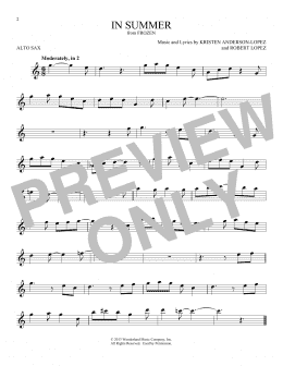 page one of In Summer (from Frozen) (Alto Sax Solo)