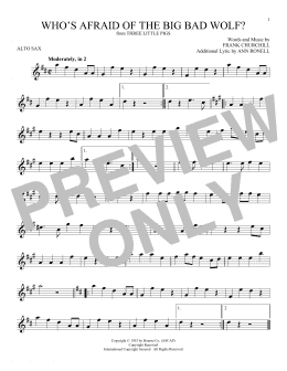 page one of Who's Afraid Of The Big Bad Wolf? (from Three Little Pigs) (Alto Sax Solo)