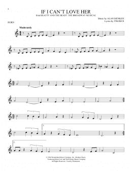 page one of If I Can't Love Her (from Beauty And The Beast: The Musical) (French Horn Solo)