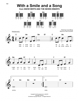 page one of With A Smile And A Song (from Snow White And The Seven Dwarfs) (Super Easy Piano)