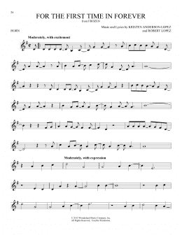 page one of For The First Time In Forever (from Frozen) (French Horn Solo)