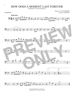 page one of How Does A Moment Last Forever (from Beauty And The Beast) (Trombone Solo)