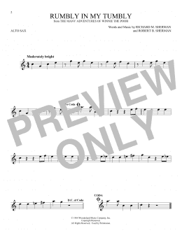 page one of Rumbly In My Tumbly (from The Many Adventures Of Winnie The Pooh) (Alto Sax Solo)