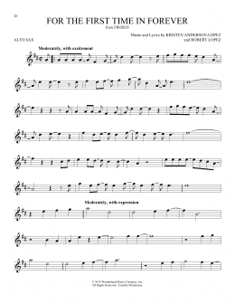 page one of For The First Time In Forever (from Frozen) (Alto Sax Solo)