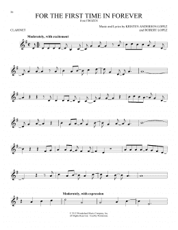 page one of For The First Time In Forever (from Frozen) (Clarinet Solo)
