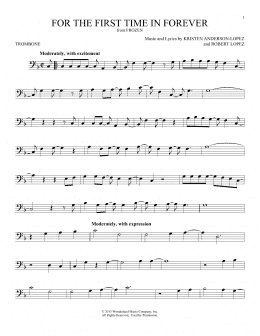 page one of For The First Time In Forever (from Frozen) (Trombone Solo)