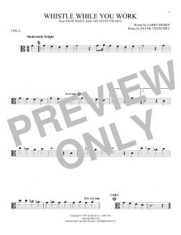 page one of Whistle While You Work (from Snow White And The Seven Dwarfs) (Viola Solo)