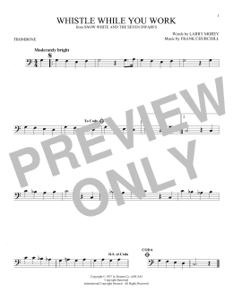 page one of Whistle While You Work (from Snow White And The Seven Dwarfs) (Trombone Solo)