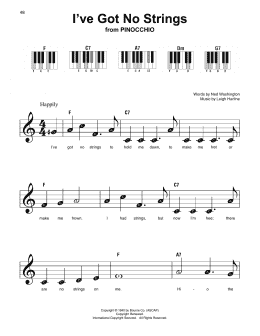 page one of I've Got No Strings (from Pinocchio) (Super Easy Piano)