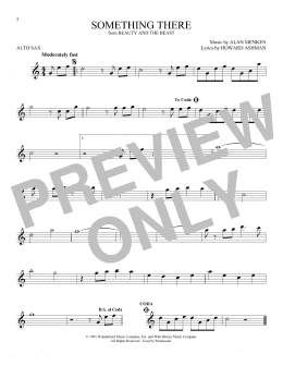 page one of Something There (from Beauty And The Beast) (Alto Sax Solo)