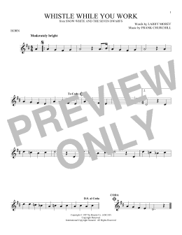 page one of Whistle While You Work (from Snow White And The Seven Dwarfs) (French Horn Solo)