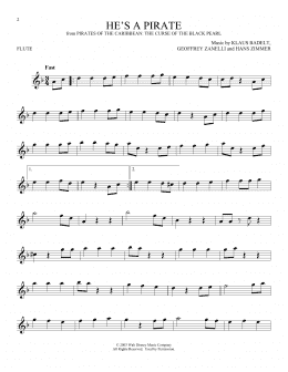 page one of He's A Pirate (from Pirates Of The Caribbean: The Curse of the Black Pearl) (Flute Solo)