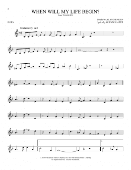 page one of When Will My Life Begin? (from Tangled) (French Horn Solo)
