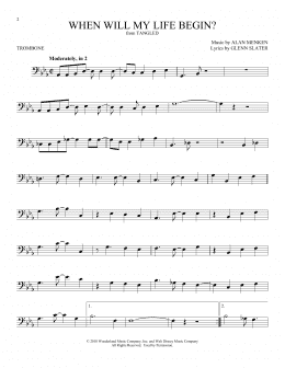 page one of When Will My Life Begin? (from Tangled) (Trombone Solo)