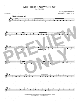 page one of Mother Knows Best (from Disney's Tangled) (Clarinet Solo)