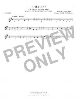 page one of Heigh-Ho (from Snow White And The Seven Dwarfs) (Clarinet Solo)