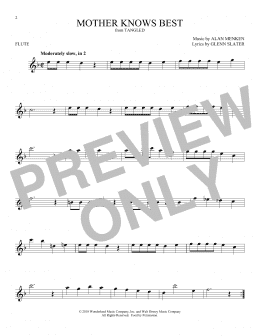 page one of Mother Knows Best (from Disney's Tangled) (Flute Solo)