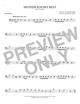 page one of Mother Knows Best (from Disney's Tangled) (Trombone Solo)