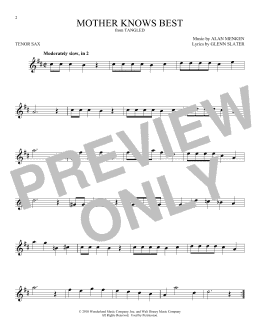 page one of Mother Knows Best (from Disney's Tangled) (Tenor Sax Solo)