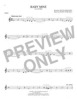 page one of Baby Mine (from Dumbo) (French Horn Solo)
