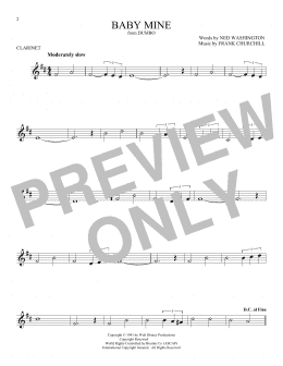 page one of Baby Mine (from Dumbo) (Clarinet Solo)