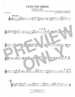 page one of Feed The Birds (Tuppence A Bag) (from Mary Poppins) (Alto Sax Solo)