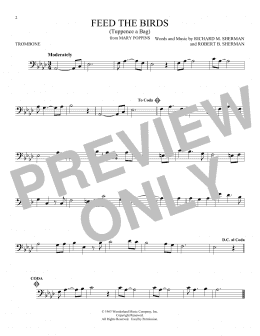 page one of Feed The Birds (Tuppence A Bag) (from Mary Poppins) (Trombone Solo)