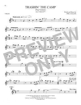 page one of Trashin' The Camp (Pop Version) (from Tarzan) (Violin Solo)