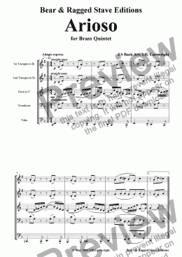 page one of Arioso for brass quintet