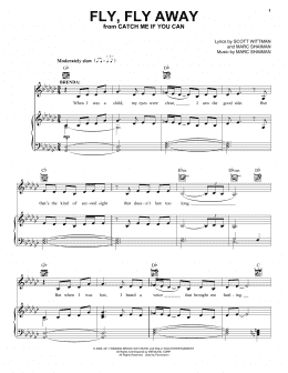 page one of Fly, Fly Away (from Catch Me If You Can) (Piano, Vocal & Guitar Chords (Right-Hand Melody))