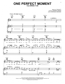 page one of One Perfect Moment (from Bring It On: The Musical) (Piano, Vocal & Guitar Chords (Right-Hand Melody))