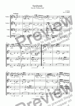 page one of Sarabande from the Holberg Suite