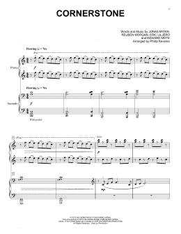 page one of Cornerstone (arr. Phillip Keveren) (Piano Duet)