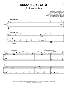 page one of Amazing Grace (My Chains Are Gone) (arr. Phillip Keveren) (Piano Duet)