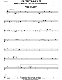 page one of If I Can't Love Her (from Beauty And The Beast: The Musical) (Flute Solo)