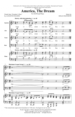page one of America, The Dream (SATB Choir)