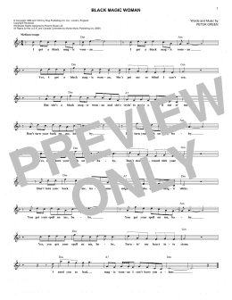 page one of Black Magic Woman (Lead Sheet / Fake Book)