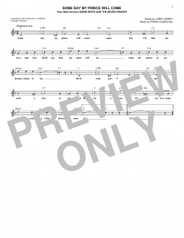 page one of Some Day My Prince Will Come (from Snow White And The Seven Dwarfs) (Lead Sheet / Fake Book)