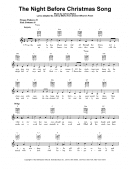 page one of The Night Before Christmas Song (Easy Guitar)