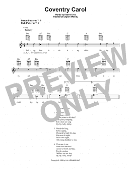 page one of Coventry Carol (Easy Guitar)