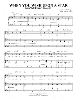 page one of When You Wish Upon A Star (from Pinocchio) (Piano & Vocal)