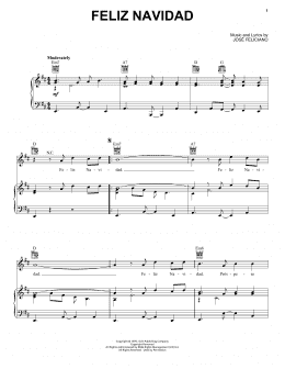 page one of Feliz Navidad (Piano, Vocal & Guitar Chords (Right-Hand Melody))