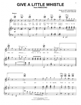 page one of Give A Little Whistle (from Pinocchio) (Piano, Vocal & Guitar Chords (Right-Hand Melody))