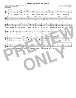 page one of Aren't You Glad You're You (Lead Sheet / Fake Book)