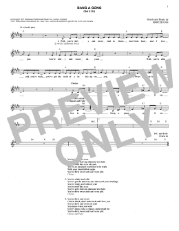 page one of Bang A Gong (Get It On) (Lead Sheet / Fake Book)